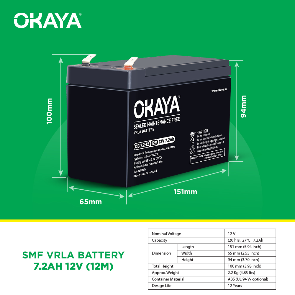 Okaya SMF VRLA OB 7.2-12V